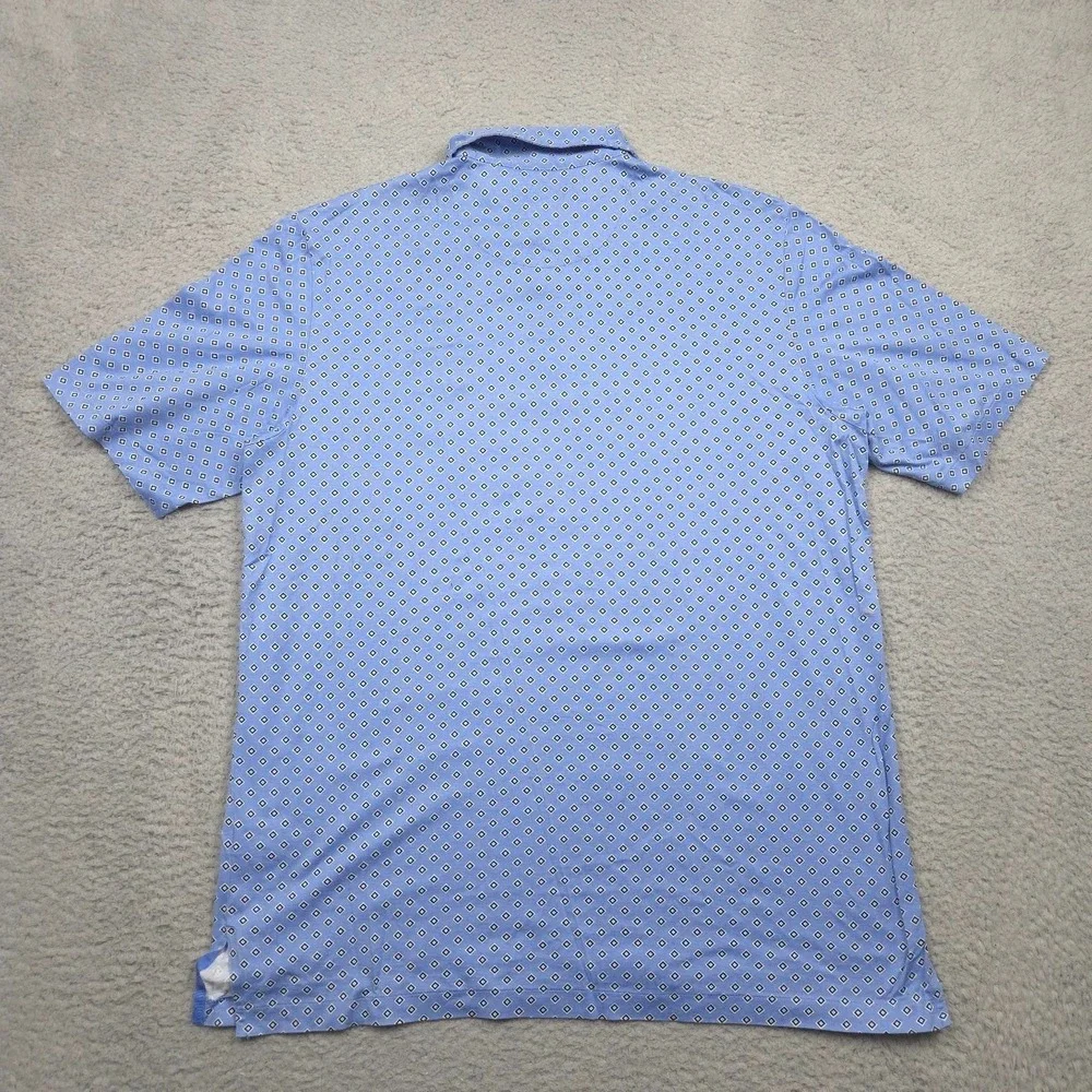 Polo Ralph Lauren Polo Shirt Mens Large Blue Diamond Pima Cotton AOP Golf